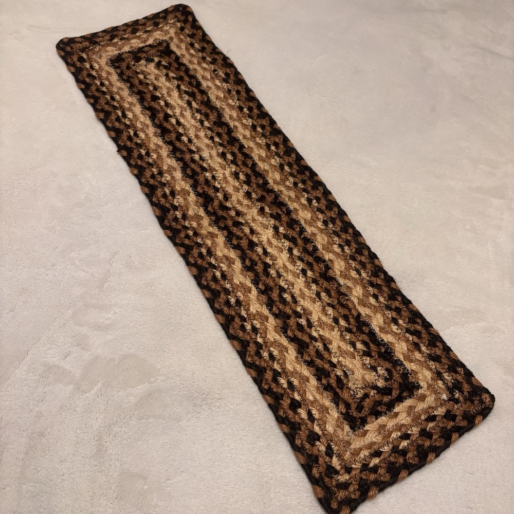 Rustic Jute Braided Small Table Runner Accent Mat 8" x 27" Primitive Country